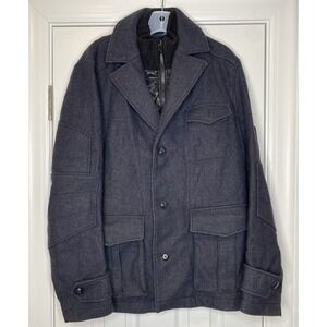 Hugo Boss Men's Wool Blend Coat Overcoat 2 Layer Black Grey Size 42 R